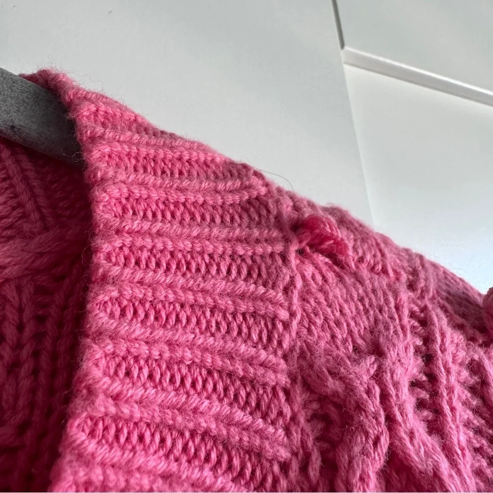 Alice + Olivia Pink Kitty Puff-Sleeve Cardigan Size Large - Picture 9 of 11